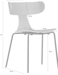 WOOOD Esszimmerstuhl »Form stapelbar und Eschenfurnier B 50 x T 52 x H 77,5 cm« (Set) 2 Stk.Tragkraft 120 kg, Sichtbare Maserung, schlanke Stahlgestell