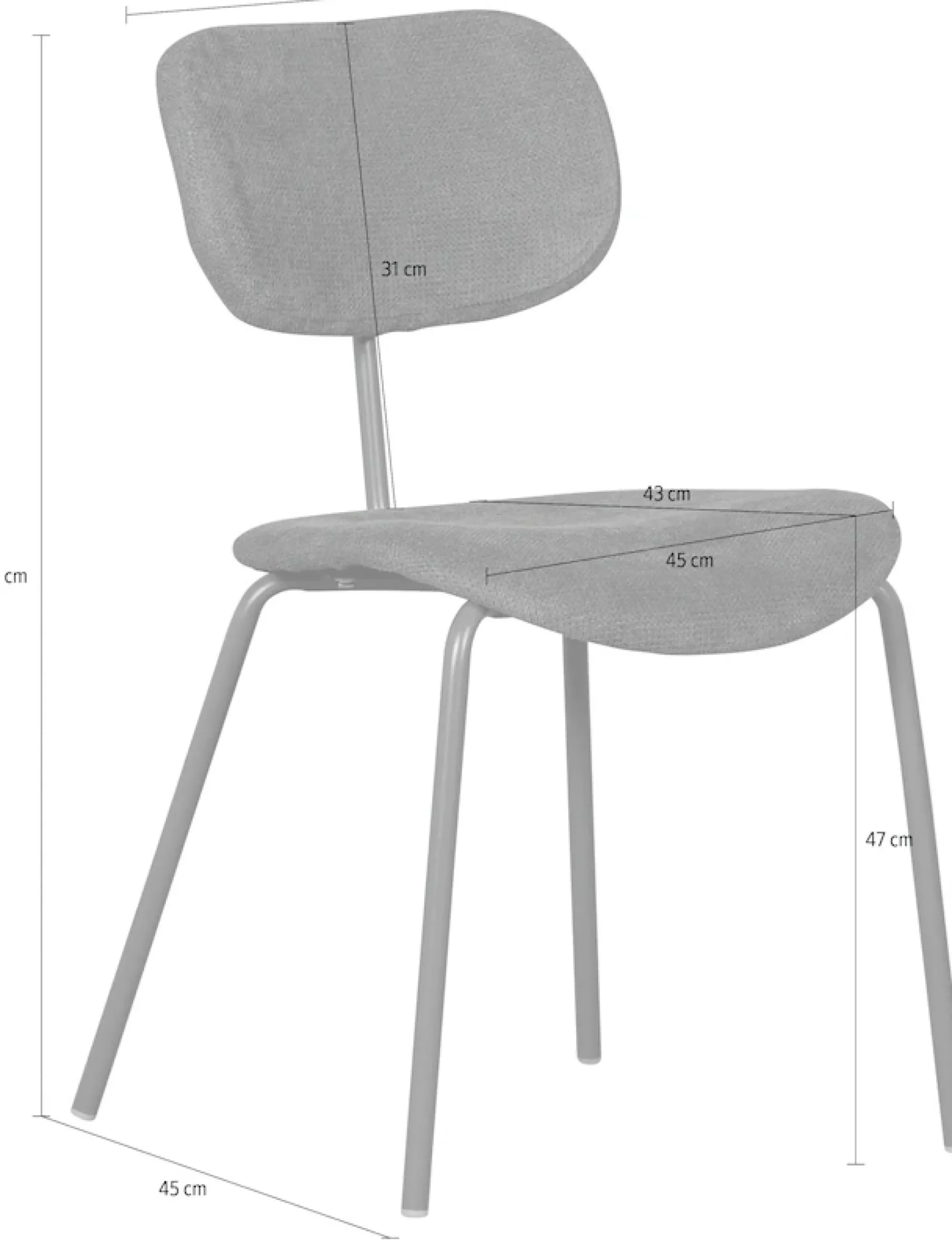 WOOOD Esszimmerstuhl »Link mit Ella-Chenillebezug und Metallgestell B 44 x T 52 x H 78 cm« (Set) 2 Stk.(Set, 2 St) Tragkraft 90 kg, stapelbar, Sehr hohe Verschleißfestigkeit