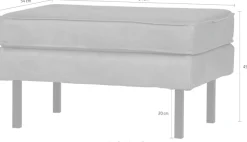 WOOOD Fußhocker »Rodeo mit Kunstleder-Kombination und Metallgestell B84 x T54 x H45 cm« Hohe Verschleißfestigkeit, Tragkraft 100 kg, einfach zu montieren