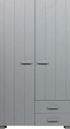 WOOOD Garderobenschrank »Dennis FSC®-Kiefernholz gebürstet lackiert, H 202 x B 111 x T 55 cm« Wandbefestigung empfohlen, mit Wasserlack gespritzt, Pfleiglleicht
