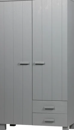 WOOOD Garderobenschrank »Dennis FSC®-Kiefernholz gebürstet lackiert, H 202 x B 111 x T 55 cm« Wandbefestigung empfohlen, mit Wasserlack gespritzt, Pfleiglleicht