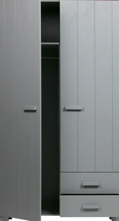 WOOOD Garderobenschrank »Dennis FSC®-Kiefernholz gebürstet lackiert, H 202 x B 111 x T 55 cm« Wandbefestigung empfohlen, mit Wasserlack gespritzt, Pfleiglleicht