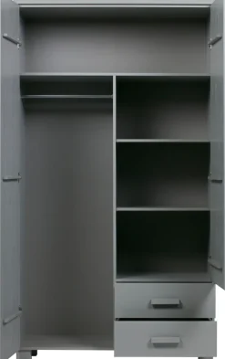 WOOOD Garderobenschrank »Dennis FSC®-Kiefernholz gebürstet lackiert, H 202 x B 111 x T 55 cm« Wandbefestigung empfohlen, mit Wasserlack gespritzt, Pfleiglleicht