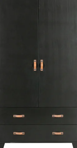 WOOOD Garderobenschrank »Dian FSC®-Kiefernholz mit Ledergriffe, H 180 x B 94 x T 40 cm« Schutzlackierte Oberfläche, einfach zu montierbar, sichtbare maserung