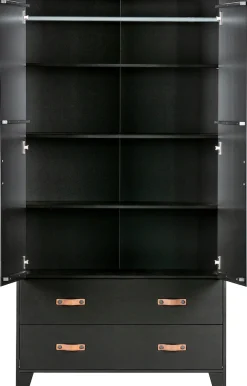 WOOOD Garderobenschrank »Dian FSC®-Kiefernholz mit Ledergriffe, H 180 x B 94 x T 40 cm« Schutzlackierte Oberfläche, einfach zu montierbar, sichtbare maserung