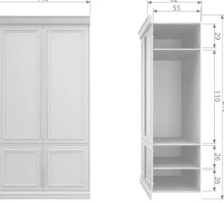 WOOOD Garderobenschrank »OrganizeFSC®-Kiefernholz mit Zierleisten-Türen und Metallgriffen« H 215 x B 110 x T 62 cm, Wandbefestigung empfohlen, pfleigleicht