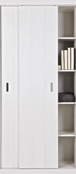 WOOOD Garderobenschrank »Row FSC®-Kiefernholz gebürstet mit Schiebetüren H 195 x B 85 x T 44 cm« Tragkraft 15 kg pro Boden, nebeneinander kombinierbar, pfleigleicht
