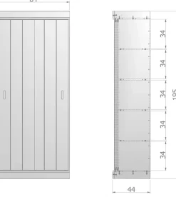 WOOOD Garderobenschrank »Row FSC®-Kiefernholz gebürstet mit Schiebetüren H 195 x B 85 x T 44 cm« Tragkraft 15 kg pro Boden, nebeneinander kombinierbar, pfleigleicht