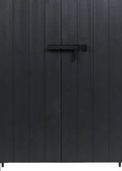 WOOOD Highboard »Bruut Kiefernholz gebürstet mit Metallbeinen, H 141 x B 100 x T 42 cm« Sichtbare Maserung, Metallverschlüsse, Schutzlackiert, pfleigleicht