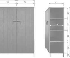 WOOOD Highboard »Bruut Kiefernholz gebürstet mit Metallbeinen, H 141 x B 100 x T 42 cm« Sichtbare Maserung, Metallverschlüsse, Schutzlackiert, pfleigleicht