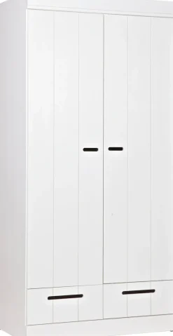 WOOOD Kleiderschrank »Connect Kiefer massiv FSC® Korpus Schiebetüren Schubladen« Stapelbar kombinierbar, Metall Schubladenführung