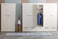 WOOOD Kleiderschrank »Connect Kiefer massiv FSC® Korpus Schiebetüren Schubladen« Stapelbar kombinierbar, Metall Schubladenführung