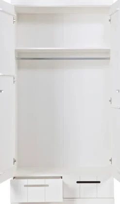 WOOOD Kleiderschrank »Connect Kiefer massiv FSC® Korpus Schiebetüren Schubladen« Stapelbar kombinierbar, Metall Schubladenführung