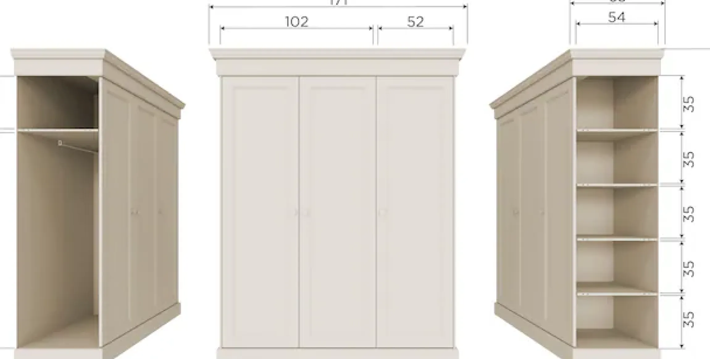 WOOOD Kleiderschrank »Olivia FSC®-Kiefernholz mit Hängebereich, H 212 x B 171 x T 63 cm« Tragkraft 10 kg pro Boden, Einlegeboden-Optionspakete erhältlich