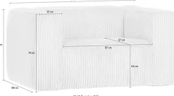 WOOOD Loungesessel »Bean mit Split-Rippenbezug und Armlehnen B 146 x T 98 x H 74 cm« Hohe Verschleißfestigkeit, Teflon-Imprägnierung, Tragkraft 100 kg