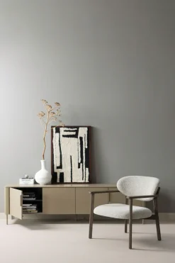 WOOOD Loungesessel »Udar mit More-Melange-Bezug und Eichenholzgestell, B68 x T75 x H76 cm« Sehr hohe Verschleißfestigkeit, Tragkraft 120 kg, mittlere Sitzhöhe