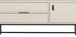 WOOOD Lowboard »Silas FSC®-holz gebürstet mit Ledergriffen, H 61 x B 180 x T 44 cm« Kommode, 2 Schubladen und 1 Tür, viel Stauraum, Breite 120 oder 180 cm