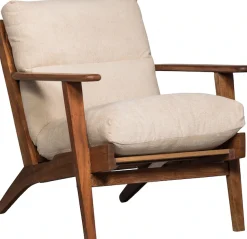WOOOD Sessel »Houston Akazienholz-Rahmen mit Bezug, H 86 x B 71 x T 71 cm« Bouclé-Bezug, Tragkraft 150 kg, einfach zu montierbar