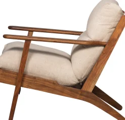 WOOOD Sessel »Houston Akazienholz-Rahmen mit Bezug, H 86 x B 71 x T 71 cm« Bouclé-Bezug, Tragkraft 150 kg, einfach zu montierbar