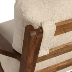 WOOOD Sessel »Houston Akazienholz-Rahmen mit Bezug, H 86 x B 71 x T 71 cm« Bouclé-Bezug, Tragkraft 150 kg, einfach zu montierbar