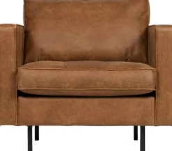 WOOOD Sessel »Rodeo Classic Recycling-Lederfaser Metallgestell H 83 x B 98 x T 88 cm« Tragkraft 120 kg, Metallbeine 16 cm hoch, außen gesteppte Nähte