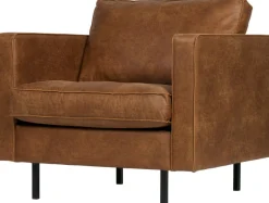 WOOOD Sessel »Rodeo Classic Recycling-Lederfaser Metallgestell H 83 x B 98 x T 88 cm« Tragkraft 120 kg, Metallbeine 16 cm hoch, außen gesteppte Nähte