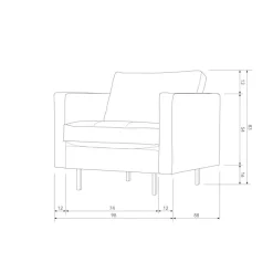 WOOOD Sessel »Rodeo Classic Recycling-Lederfaser Metallgestell H 83 x B 98 x T 88 cm« Tragkraft 120 kg, Metallbeine 16 cm hoch, außen gesteppte Nähte