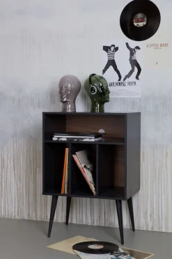 WOOOD Sideboard »James mit Massivkiefer und sichtbare Maserung B 60 x T 44 x H 83 cm« Mit Kabelöffnung, MDF mit Nussbaumoptik, einfach zu montieren