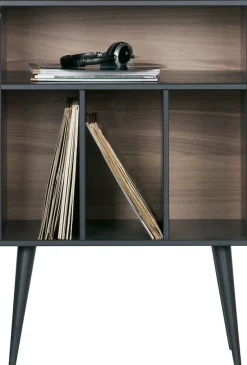 WOOOD Sideboard »James mit Massivkiefer und sichtbare Maserung B 60 x T 44 x H 83 cm« Mit Kabelöffnung, MDF mit Nussbaumoptik, einfach zu montieren