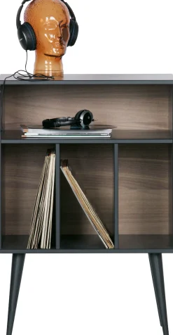 WOOOD Sideboard »James mit Massivkiefer und sichtbare Maserung B 60 x T 44 x H 83 cm« Mit Kabelöffnung, MDF mit Nussbaumoptik, einfach zu montieren