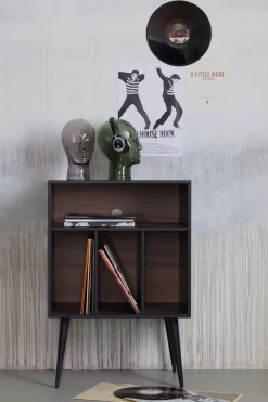 WOOOD Sideboard »James mit Massivkiefer und sichtbare Maserung B 60 x T 44 x H 83 cm« Mit Kabelöffnung, MDF mit Nussbaumoptik, einfach zu montieren