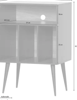 WOOOD Sideboard »James mit Massivkiefer und sichtbare Maserung B 60 x T 44 x H 83 cm« Mit Kabelöffnung, MDF mit Nussbaumoptik, einfach zu montieren
