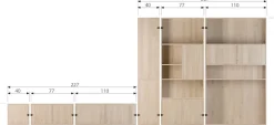 WOOOD Sideboard »Modulair mit Eichenfurnier und Druckmechanismus B 40 x T 40 x H 44 cm« Tragkraft 15 kg pro Einlegeboden, kompakte Ausführung