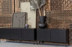 WOOOD Sideboard »New Gravure FSC® Mix holz mit Druckmechanismus H 56 x B 150 x T 44 cm« Kommode Höhe 56 cm, mit grafischen Relieftüren, viel Stauraum