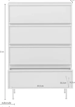 WOOOD Sideboard »Tours mit Melamin-MDF und sichtbare Maserung B 70 x T 42 x H 102 cm« Tragkraft Deckplatte 50 kg, kratz- und hitzebeständige Oberfläche