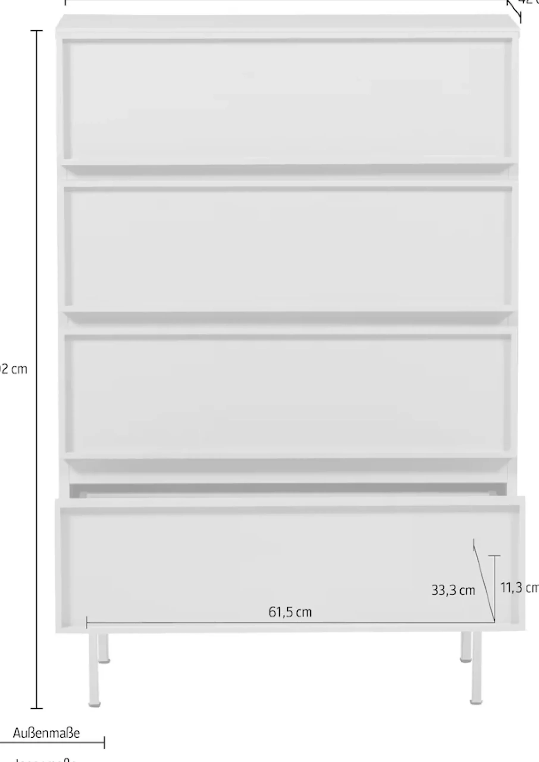 WOOOD Sideboard »Tours mit Melamin-MDF und sichtbare Maserung B 70 x T 42 x H 102 cm« Tragkraft Deckplatte 50 kg, kratz- und hitzebeständige Oberfläche
