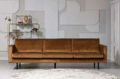 WOOOD 3-Sitzer »Rodeo Bezug mit Zickzack-Federung, Metallbeine, H 85 x B 277 x T 86 cm« Velvet-Bezug, Tragkraft 250 kg, Maximale Verschleißfestigkeit