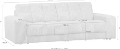 WOOOD 2-Sitzer »Second Date Rippenstoff, H 78 x B 226 x D 99 cm« Tragkraft 200 kg, Sehr hohe Verschleißfestigkeit, Pfleiglicht