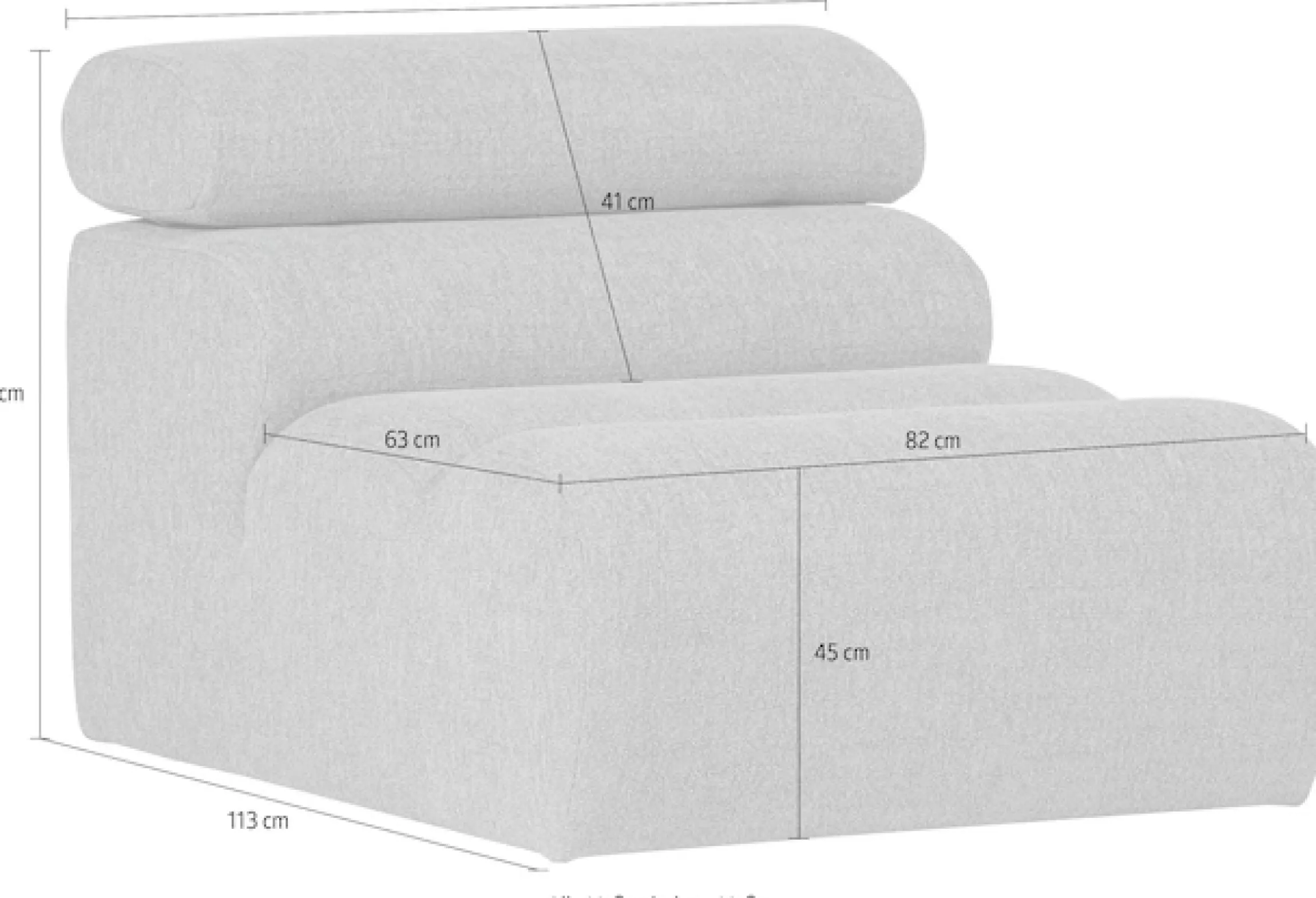 WOOOD Sofa-Mittelelement »Novi Bezug mit verstellbarer Nackenstütze B 82 x T 113 x H 86 cm« Tragkraft 120 kg, Maximale Verschleißfestigkeit