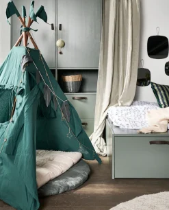 WOOOD Stauraumbett »Stage Massivholz FSC®-Kiefernholz mit Trittstufen 204 x 131 x 35 cm« Rollauszüge mit Ledergriff, breite Holzkante, Matratzenmaß 80x200 cm