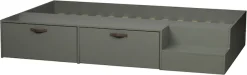 WOOOD Stauraumbett »Stage Massivholz FSC®-Kiefernholz mit Trittstufen 204 x 131 x 35 cm« Rollauszüge mit Ledergriff, breite Holzkante, Matratzenmaß 80x200 cm