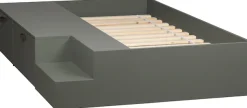 WOOOD Stauraumbett »Stage Massivholz FSC®-Kiefernholz mit Trittstufen 204 x 131 x 35 cm« Rollauszüge mit Ledergriff, breite Holzkante, Matratzenmaß 80x200 cm