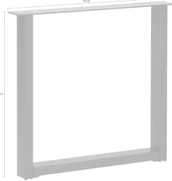 WOOOD Tischbein »Tablo Maastricht aus Metall mit Pulverbeschichtung B79 x T10 x H72 cm« U-Form-Gestell 4x8 cm, Tragkraft 50 kg, einfach zu montieren