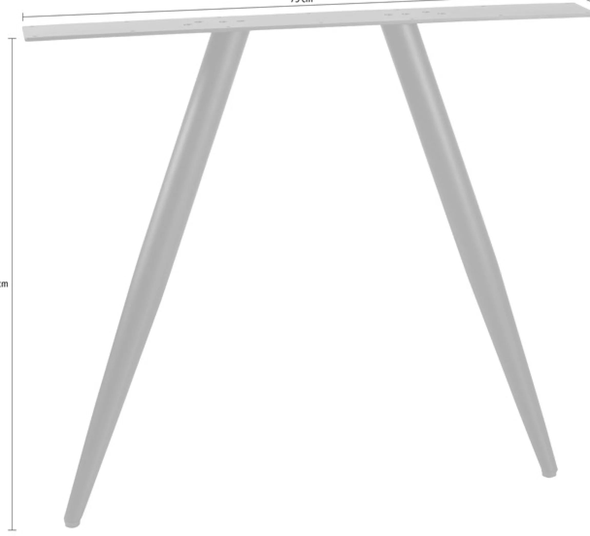 WOOOD Tischbein »Tablo Metall 2-Ständer mit Pulverbeschichtung B 79 x T 10 x H 72 cm« Rundes Gestell, Rahmen oben Ø 5 cm unten Ø 3 cm, Tragkraft 50 kg