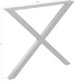 WOOOD Tischbein »Tablo X-Form aus Metall mit Pulverbeschichtung B 79 x T 10 x H 72 cm« X-Form-Gestell, Tragkraft 50 kg, einfach zu montieren