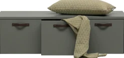 WOOOD Truhenbank »Stage FSC®-Kiefernholz massiv mit Ledergriff H 36 x B 120 x T 50 cm« Sitzfläche und Stauraum kombiniert, Einfach zu montierbar Pfleigleicht