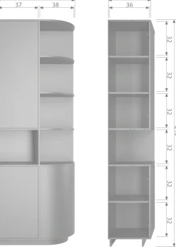 WOOOD Vitrine »Finca FSC®-Kiefernholz mit Druckmechanismus, H 210 x B 78 x T 40 cm« Tragkraft 10 kg pro Boden, schwebende Optik, Wandbefestigung empfohlen