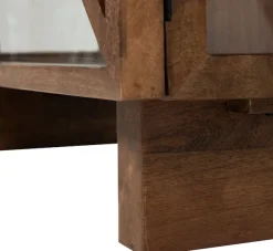 WOOOD Vitrine »Kella Mangoholz mit Glastüren und Glasablagen B 100 x D 44 x H 132 cm« Wandbefestigung empfohlen, Tragkraft 5–7 kg pro Glasboden