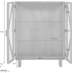 WOOOD Vitrine »Kella Mangoholz mit Glastüren und Glasablagen B 100 x D 44 x H 132 cm« Wandbefestigung empfohlen, Tragkraft 5–7 kg pro Glasboden
