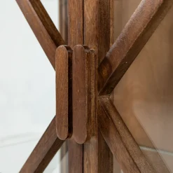 WOOOD Vitrine »Kella Mangoholz mit Glastüren und Glasablagen B 100 x D 44 x H 132 cm« Wandbefestigung empfohlen, Tragkraft 5–7 kg pro Glasboden